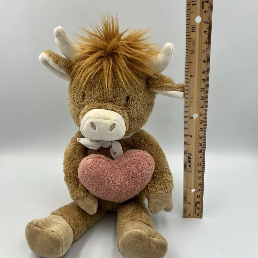 Cloud Island Highland Cow Plush Stuffed Animal Toy Detachable Heart Rattle